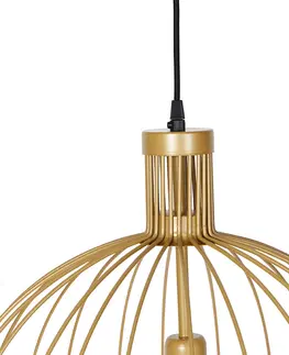 Zavesne lampy Dizajnové závesné svietidlo zlaté 50 cm - Wire Dos