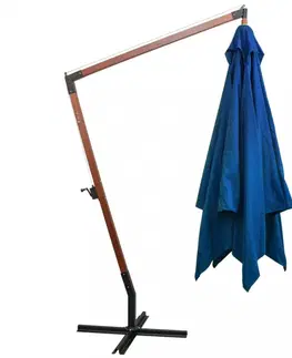 Slnečníky Závesný slnečník s drevenou tyčou Ø 300 cm Dekorhome Čierna