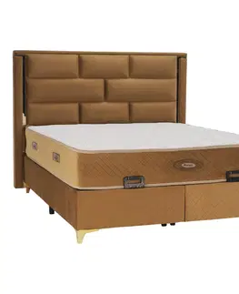 Postele Boxspringová posteľ 160x200, svetlohnedá, GOLDBIA
