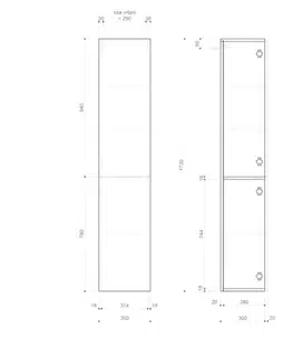 Kúpeľňa SAPHO - ESPACE skrinka 35x172x32cm, 2x dvierka, ľavá/pravá, biela matná ESC230-3131