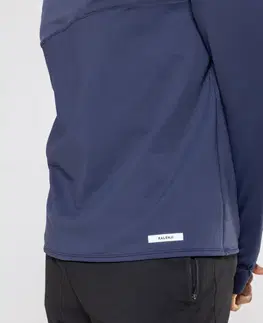 mikiny Pánske hrejivé bežecké tričko Warm 500 s dlhým rukávom tmavomodré