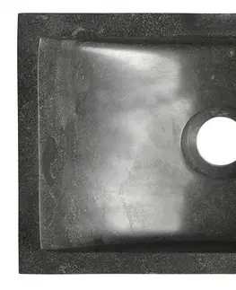 Kúpeľňové batérie SAPHO - BLOK kamenné umývadlo 40x22cm, batéria vpravo, čierny Antracit 2401-28