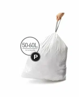 Odpadkové koše Vrecia do odpadkového koša 50-60 L, Simplehuman typ P, zaťahovacie, 20 ks v balení