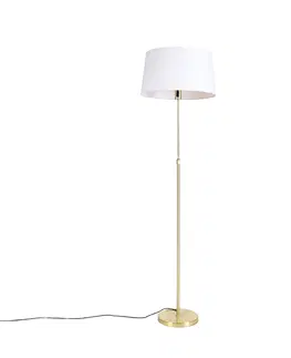 Stojace lampy Inteligentná stojaca lampa zlatá s ľanovým tienidlom biela 45 cm vrátane Wifi A60 - Parte