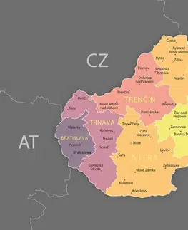 Obrazy na korku Obraz na korku pastelová mapa Slovenska