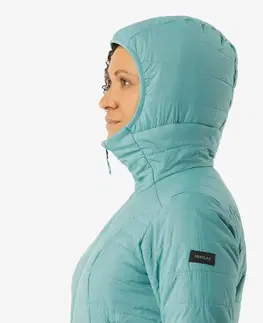 bundy a vesty Dámska syntetická bunda MT100 s kapucňou na horskú turistiku do -5 °C