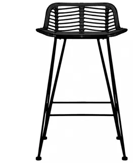 Barové stoličky Barové stoličky 2 ks ratan / kov Dekorhome Čierna