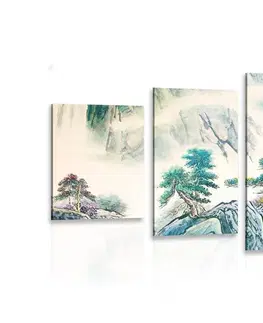Obrazy imitácia olejomaľby 5-dielny obraz čínska krajinomaľba