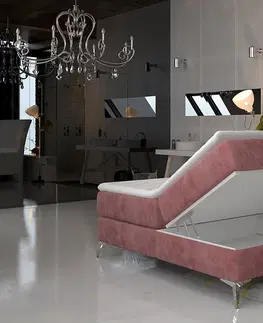 Postele NABBI Amika 160 čalúnená manželská posteľ s úložným priestorom ružová (Omega 91)