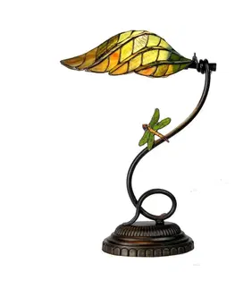 Stolové lampy Clayre&Eef Leaf – chutná stolná lampa v štýle Tiffany