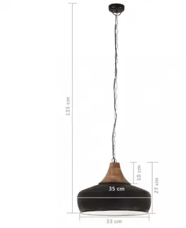 Osvetlenie Závesná lampa čierna / mangovníkové drevo Dekorhome 26 cm