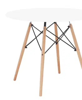 Jedálenské stoly Jedálenský stôl, biela/buk, priemer 90 cm, GAMIN NEW 90