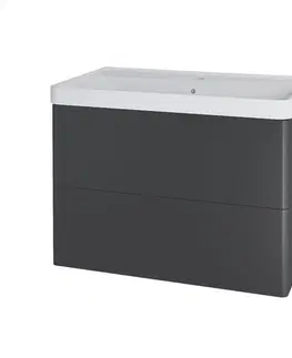 Kúpeľňový nábytok MEREO - Siena, kúpeľňová skrinka s keramickým umývadlom 81 cm, antracit mat CN431