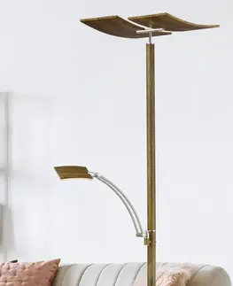 Osvetlenie smerom hore HELL Stojacia LED lampa Duo so stmievačom, drevo