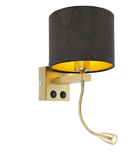 Nastenne lampy Moderné nástenné svietidlo zlatá / mosadz s čiernym zamatovým odtieňom - Brescia