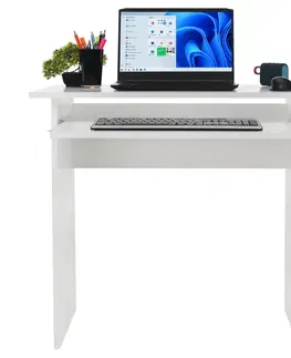 Písacie stoly PC stôl, biely, VERNER NEW