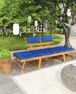 Záhradné lavice Záhradná lavica 2v1 akácie Dekorhome Modrá