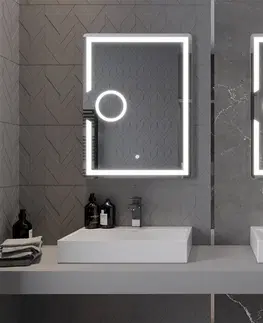Kúpeľňa MEXEN - Onyx zrkadlo s osvetlením s kozmetickým zrkadlom 60 x 80 cm, LED 600 9813-060-080-611-00