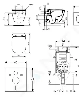 Záchody GEBERIT - Kombifix Modul na závesné WC s tlačidlom Sigma01, lesklý chróm + Ideal Standard Tesi - WC a doska, Rimless, SoftClose 110.302.00.5 NE2