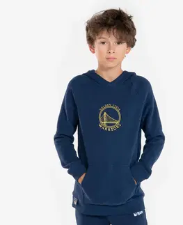 basketbal Detská mikina s kapucňou 900 NBA Golden State Warriors námornícka modrá
