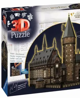 Hračky puzzle RAVENSBURGER - Harry Potter: Hrad Rokfort - Veľká sieň (Nočná edícia) 630 dielikov