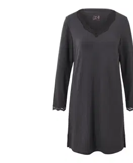 Nightgowns Nočná košeľa s čipkovaným lemom, tmavosivá