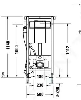 Záchody DURAVIT - DuraSystem Predstenová inštalácia pre závesné WC, 115 cm, odsávanie zápachu, hygienické splachovanie WD1014000000