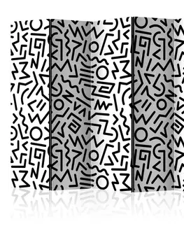 Paravány Paraván Black and White Maze Dekorhome 225x172 cm (5-dielny)