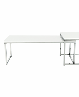 Konferenčné stolíky KONDELA Enisol Typ 2 konferenčný stolík (2 ks) biely vysoký lesk