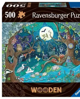 Hračky puzzle RAVENSBURGER - Drevené puzzle kúzelný les 500 dielikov