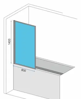 Sprchové dvere REA - VAŇOVÁ ZÁSTENA LAGOS-1 movable 80 BLACK ČIERNA REA-K4570