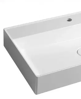 Kúpeľňa SAPHO - TWIG umývadlo vrátane krytu výpuste 80x47cm, liaty mramor, biela TW080