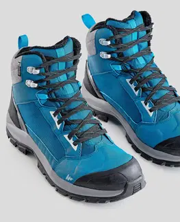 turistická obuv Pánska turistická polovysoká obuv SH500 hrejivá a nepremokavá modrá
