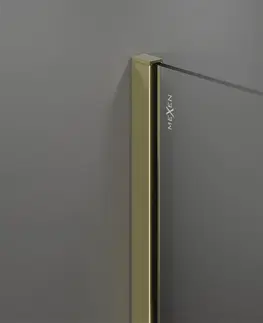 Sprchové dvere MEXEN/S - KIOTO Sprchová zástena WALK-IN 130x200 cm 8 mm, zlatá, biely vzor 800-130-101-50-97