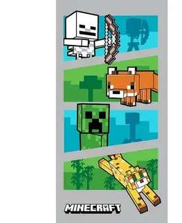 Uteráky Carbotex Detská osuška Minecraft Zvieratká, 70 x 140 cm
