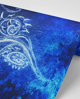 Abstraktné tapety Tapeta neobyčajná modrá kresba