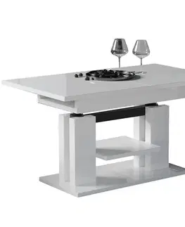 Konferenčné stolíky s úložným priestorom Rozkladací stôl Iso 110/170x65cm Biely lesk