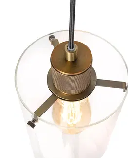Zavesne lampy Škandinávska závesná lampa bronzová so skleneným 4-svetlom - Dome