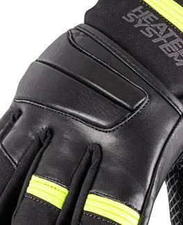 Zimné rukavice Vyhrievané moto a lyžiarske rukavice W-TEC HEATride čierna-fluo zelená - XS