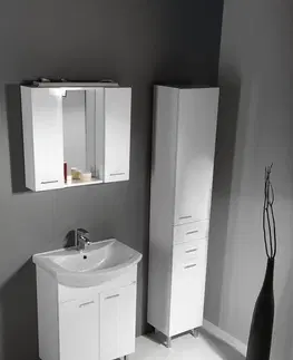 Kúpeľňa AQUALINE - ZOJA/KERAMIA FRESH skrinka vysoká s košom 35x184x29cm, biela 51230