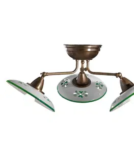 Stropné svietidlá Cremasco Bassano troj-plameňové stropné svietidlo zelené
