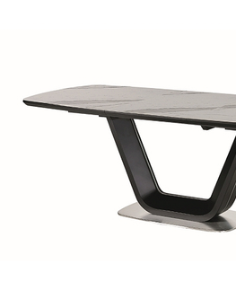 Jedálenské stoly Signal Stôl ARMANI CERAMIC biely efekt mramoru/ čierny mat 160(220)X90