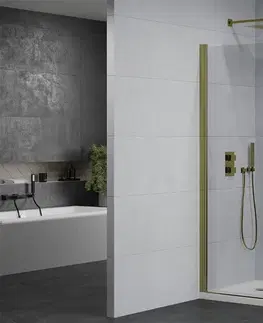 Vane MEXEN/S - Pretoria otváracia sprchovací kút 80x80, sklo transparent, zlatý + vanička 852-080-080-50-00-4010