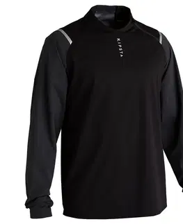 bundy a vesty Futbalová vetruvzdorná a nepremokavá bunda T500 pre dospelých čierna