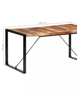 Jedálenské stoly Jedálenský stôl masívne drevo / kov Dekorhome 160x80x75 cm