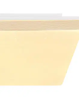 Stropné svietidlá Globo Stropné LED Raina štvorcový tvar, drevený vzhľad
