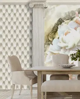 Tapety s imitáciou kože Tapeta luxusné kvety medzi stĺpmi