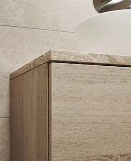 Kúpeľňový nábytok MEREO - Aira, kúpeľňová skrinka s umývadlom z liateho mramoru 101 cm, dub Kronberg CN722M