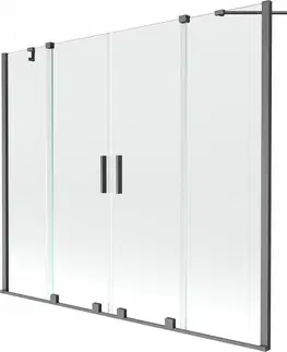 Sprchové dvere MEXEN/S - Velar Duo vaňová zástena posuvná 190 x 150 cm, transparent, gun gray kartáčovaná 896-190-000-02-66