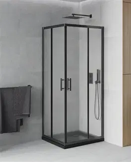 Vane MEXEN/S - Rio sprchovací kút 70x70, dekor, čierna + vanička so sifónom 860-070-070-70-30-4070B